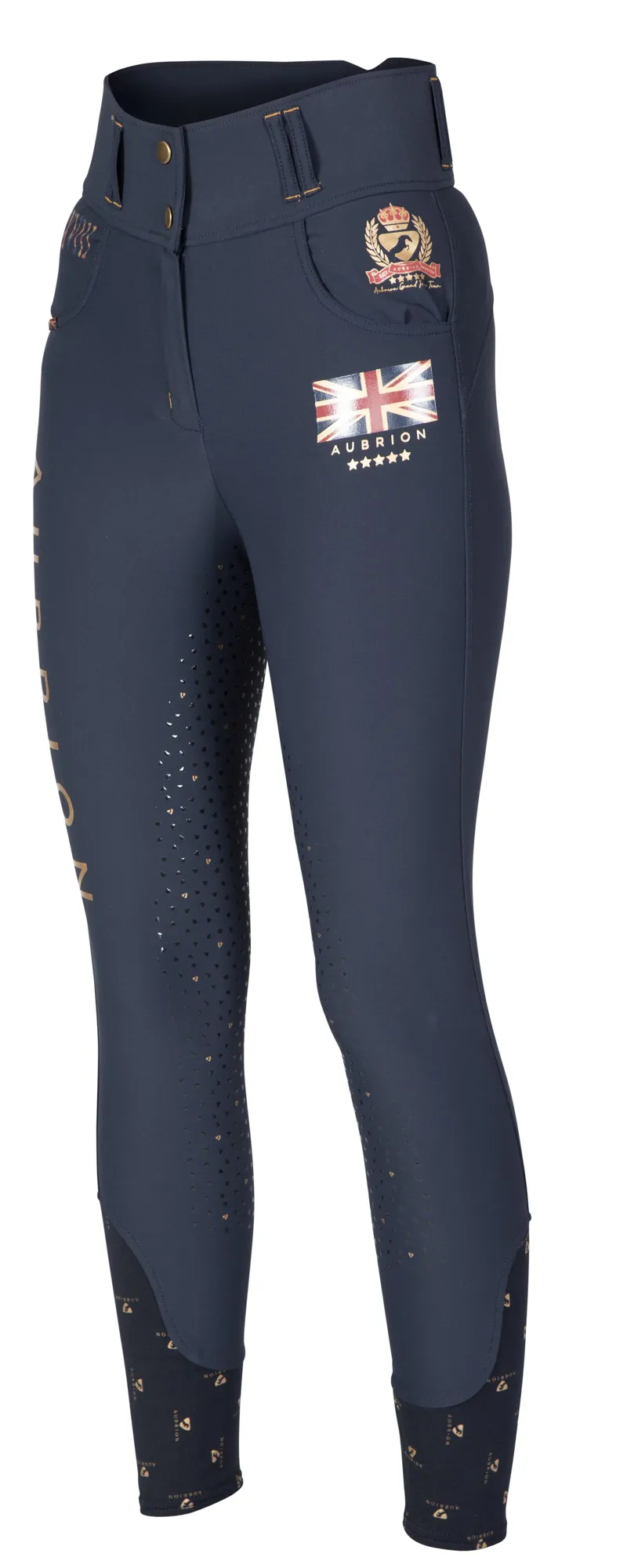 Shires Aubrion Team Girls Breeches - Navy-1
